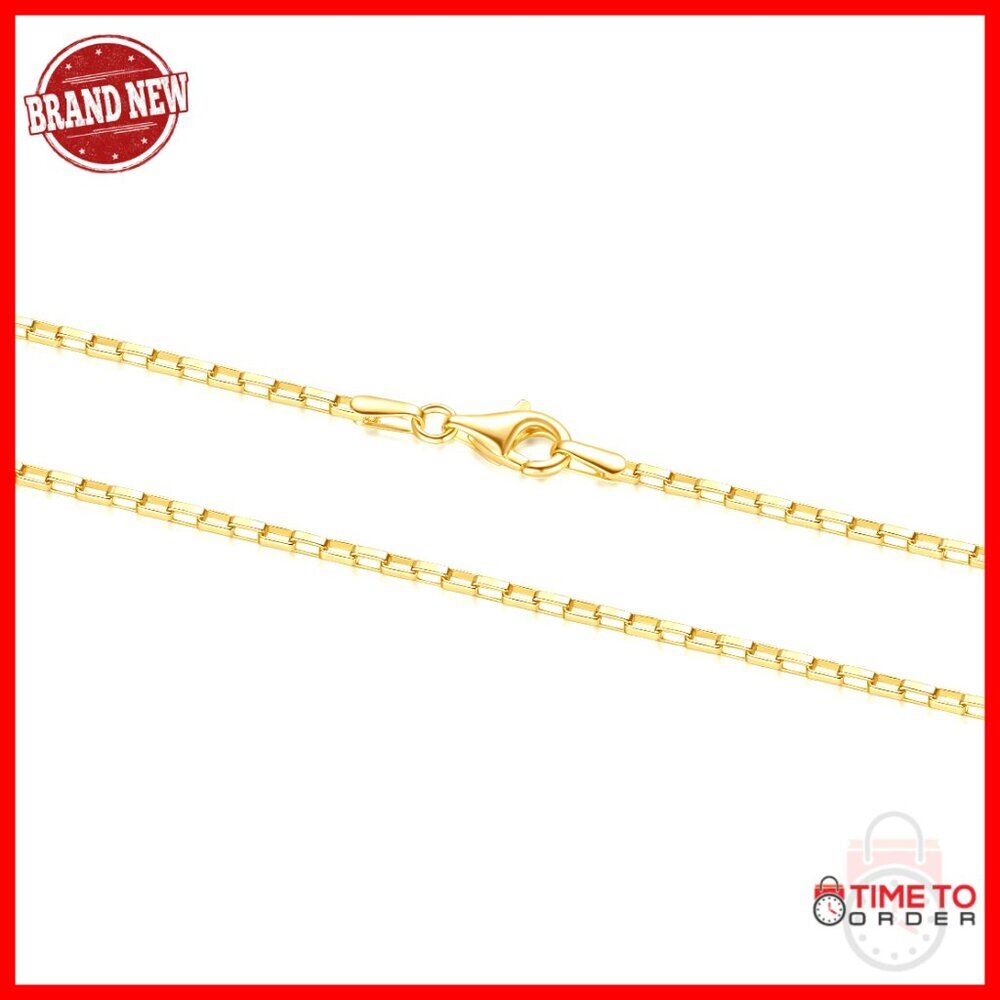 14K Gold Plated Box Chain Necklace 1.5mm 16-24 Inch Rectangle Link